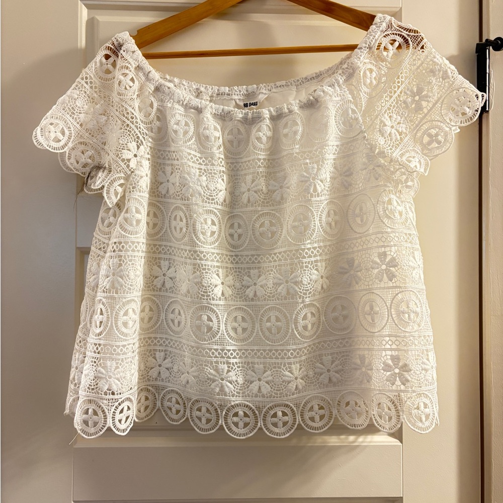 BB Dakota Cream Cropped Embellished Blouse